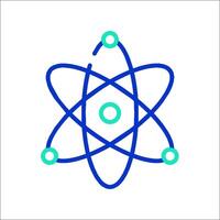 An atom symbol with a green dot in the middle vector
