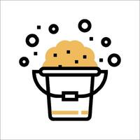 A bucket with soap and bubbles on it vector