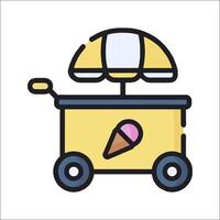 Ice cream cart icon illustration vector