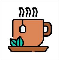 A cup of tea with leaves on it vector