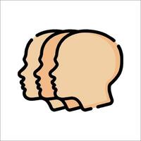 Three human heads in a row on a white background vector