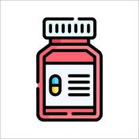 A bottle of pills with a label on it vector