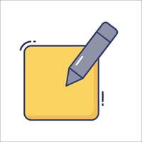 A yellow square with a pen on it vector
