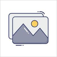 A photo of a mountain and sun on a white background vector