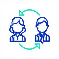 A man and woman are in a circle with arrows pointing to each other vector