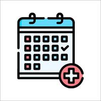 A calendar with a plus sign on it vector