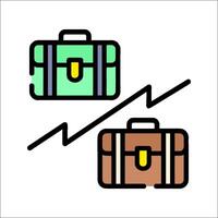 Two suitcases with an arrow pointing up vector