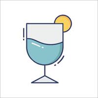 A glass of wine with a lemon slice on top vector
