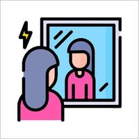 A woman looking in the mirror with a lightning bolt vector