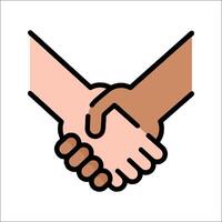 Two hands shaking hands on a white background vector