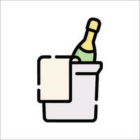 A bottle of champagne in a bucket with a towel vector