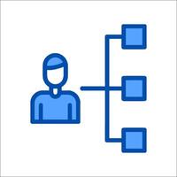 A person is shown in a blue line with a blue arrow pointing to it vector
