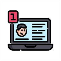 A laptop with a person on the screen and a sign that says 1 vector