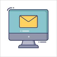 Email icon on computer monitor vector