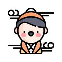 A cartoon character with a hat and a scarf vector