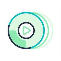 A green and blue icon with a play button vector