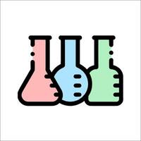 Three test tubes with different colors on a white background vector