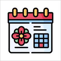 Calendar icon with flower and date vector