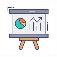 A presentation board with a pie chart on it vector