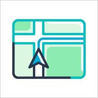 A map with an arrow pointing to it vector