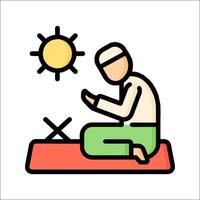 Man praying with sun on his head vector