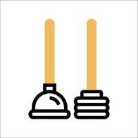 Two wooden spoons with a handle on a white background vector