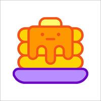 A stack of pancakes with a smiley face on top vector