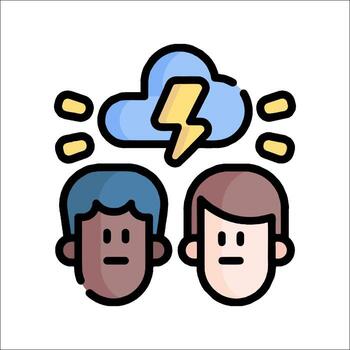 dos personas con relámpago y trueno en el antecedentes vector