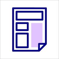 A newspaper icon with a purple outline vector