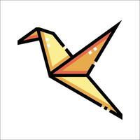 A yellow and orange bird with a black tail vector