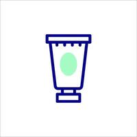 A tube of toothpaste is shown in a line icon vector