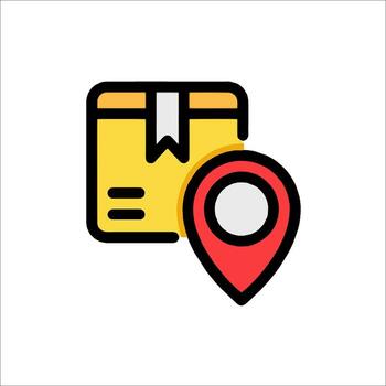 A map pin with a box and a map vector