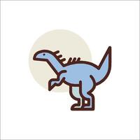 A dinosaur icon with a sun in the background vector