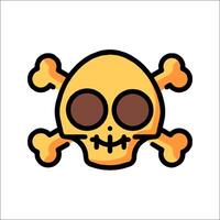 A cartoon skull with two bones on it vector