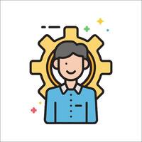 A man with a gearwheel icon vector