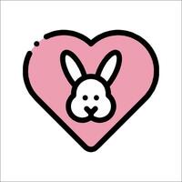 A pink heart with a rabbit inside it vector
