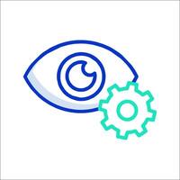 An eye with a gear and a cogwheel vector
