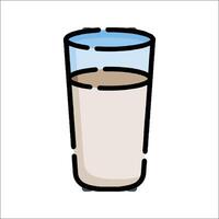 A glass of milk is shown in a flat style vector