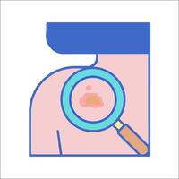 A magnifying glass is on the chest of a man vector