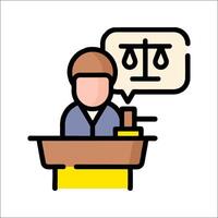 A man sitting at a desk with a justice symbol vector