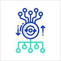 A blue icon with a circle and arrows vector