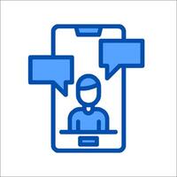 A person is talking on a phone with two speech bubbles vector