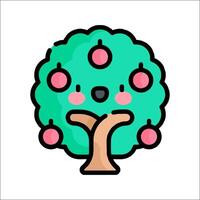 An apple tree with a cute face and a smile vector