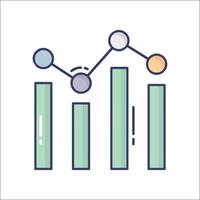 An icon of a bar chart with a line going up vector