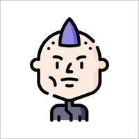 A cartoon man with a purple mohawk and a mohawk vector