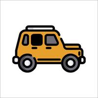 A yellow car with a roof rack on top vector