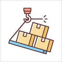 A crane lifting boxes on a pallet vector