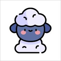 A cartoon sheep with a blue face and pink eyes vector