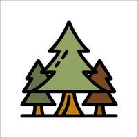 A line drawing of a tree with two other trees vector
