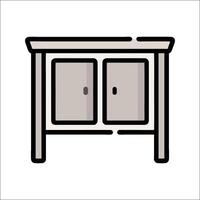 A sideboard with two doors and a drawer vector